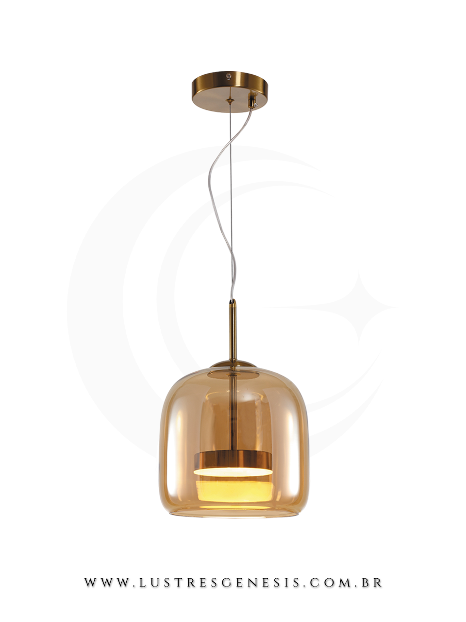 Luminária Pendente Dourada Espelhada Design de Alto Padrão